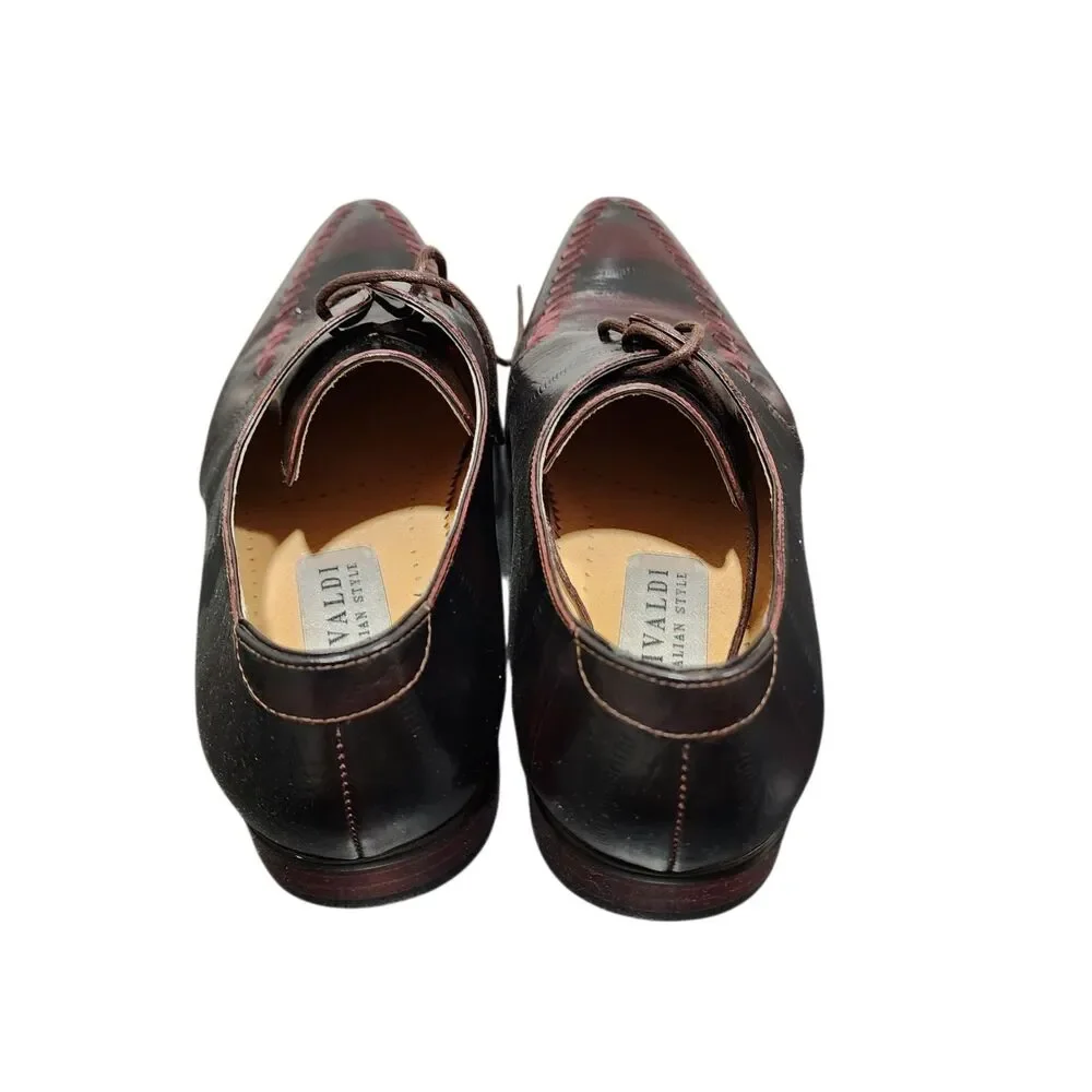 Givaldi Men’s Leather Dress Shoes Wine Patina Derby Italian Style EU 43 US 10‎